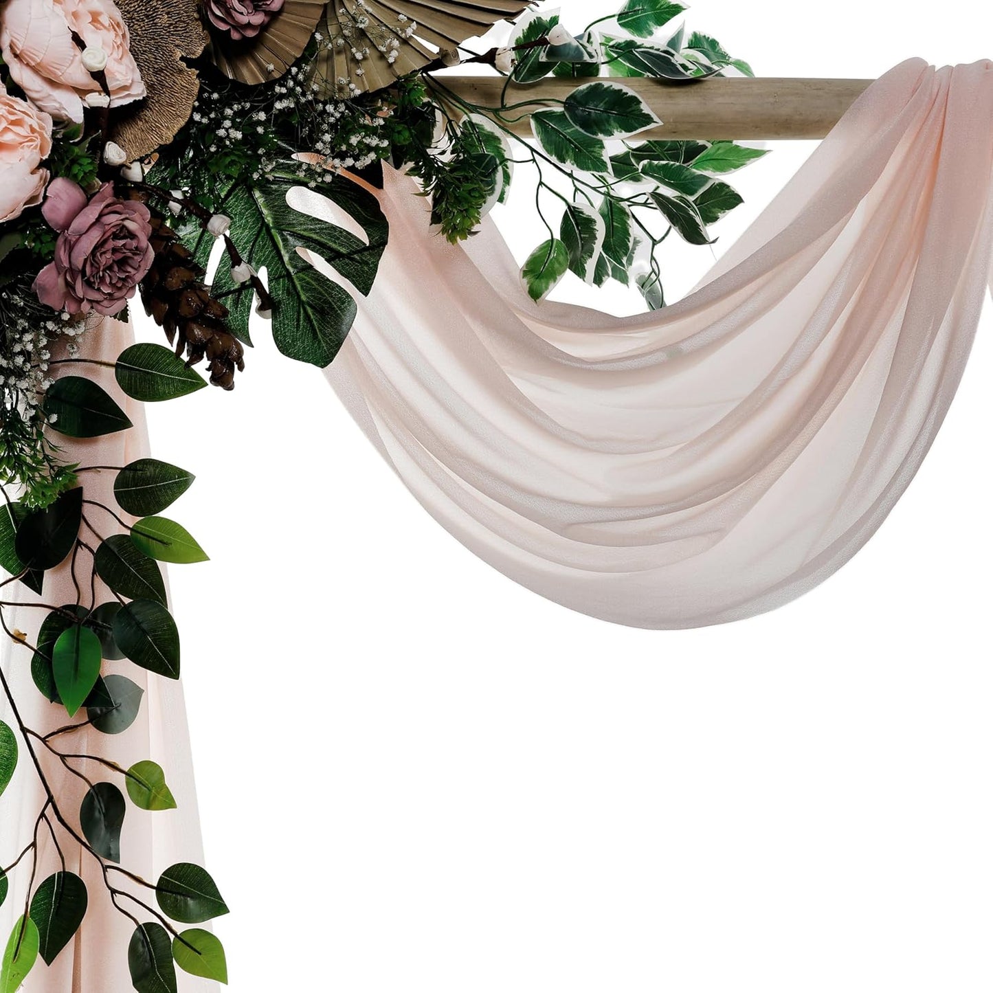 VDS Pack of 1 Panel (30 Inch X 50 Feet) Wedding Arch Draping Fabric Sheer Chiffon Fabric Drapery for Wedding Ceremony Reception Swag Backdrop Canopy Chuppah ARBO Altars Decoration (Nude)