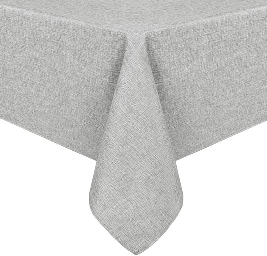 Hiasan Faux Linen Rectangle Tablecloth - Wrinkle and Stain Resistant Washable Table Cloth for Kitchen Dining Room Holiday Table Cover for Dinner, Light Grey, 90 x 156 Inch