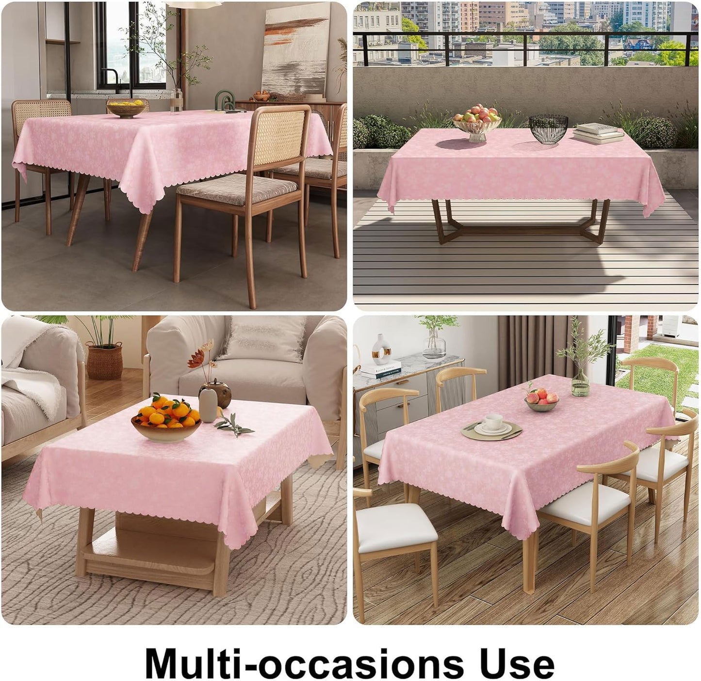 Smiry Rectangle Table Cloth, Waterproof Heavy Duty Vinyl Tablecloths, Wipeable Washable Table Cover for Kitchen and Dining Room (Pink, 60" X 102")