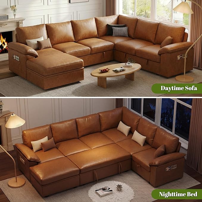 108 Inch Faux Leather Modular Sectional Sofa - Image 4