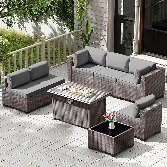 Kullavik 8 Pieces Outdoor Patio Furniture Set, Sectional Sofa Set - Image 8