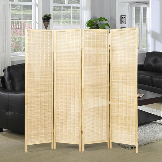 Roundhill Furniture Inkwell 4-Panel Bamboo Room Divider, Folding Portable by RoundhillFurniture