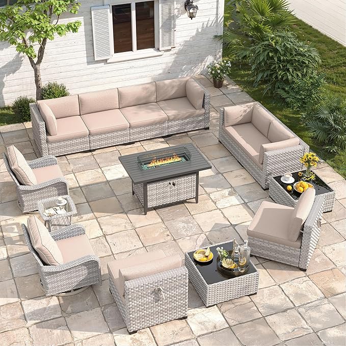 10-Seat Outdoor Wicker Patio Furniture Set by MASIONBACKYARDS