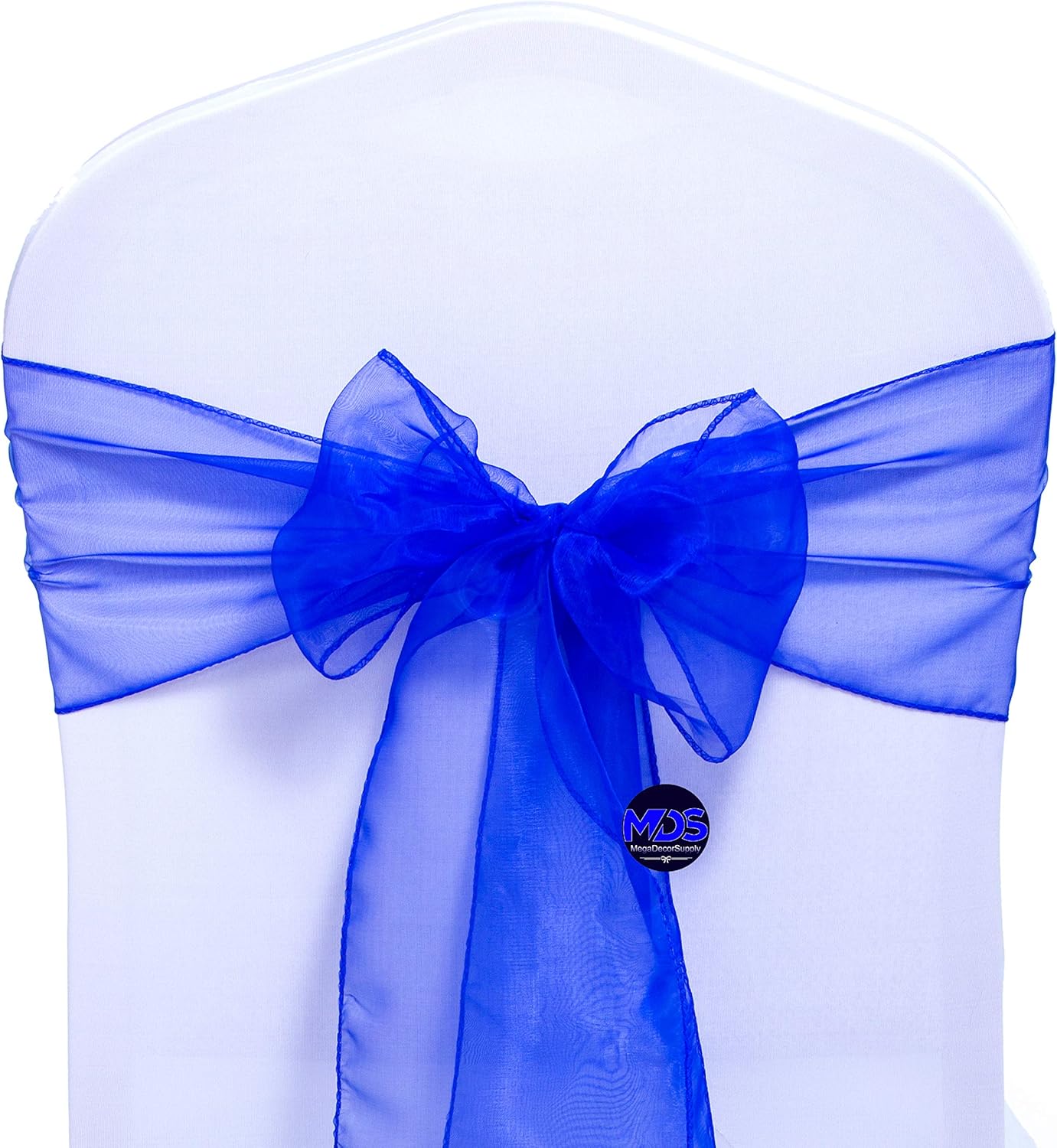 MDS Pack of 200 PCS Organza Chair Sashes Wider Dining Chair Bows Ribbon Tie Back for Wedding Party Birthday Bridal Shower Reception Event Banquet Home Chair Cover Decoration - Royal Blue