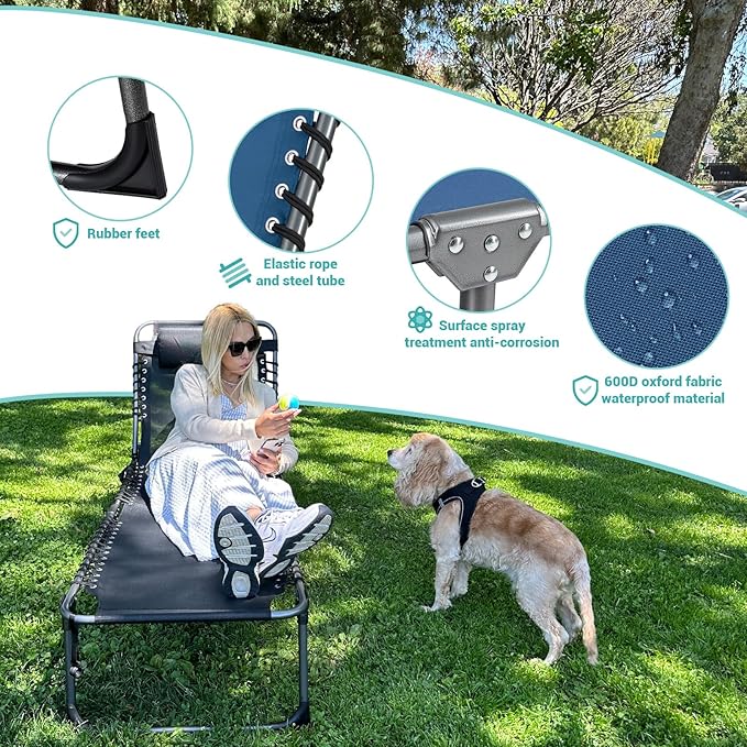 #WEJOY Folding Lounge Chair Outdoor, 5-Position Adjustable Sunbathing Tanning - Image 5