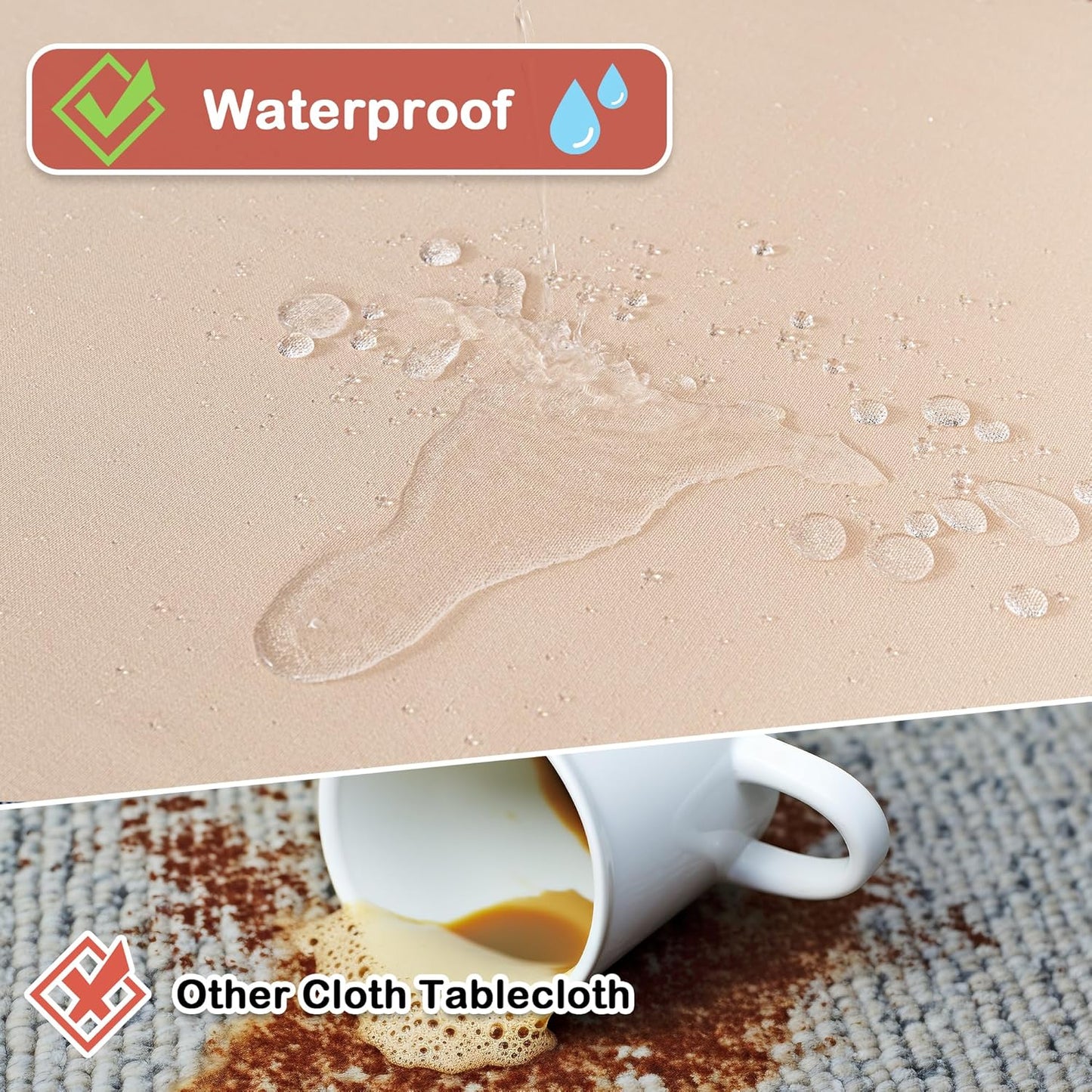 MYSKY HOME Cotton Table Cloth, Rustic Striped Fall Tablecloth, Farmhouse Table Cloth Waterproof Wrinkle Free Halloween Tablecloth Washable for Rectangle/Oblong, 55''x86'', Red