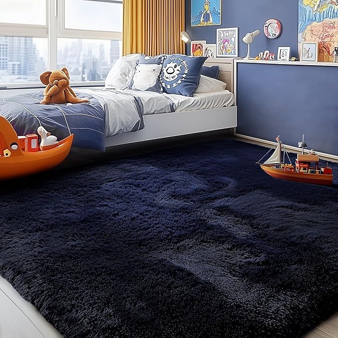 PAGISOFE Dark Navy Blue Rugs for Living Room 5x7 Ft, Plush Area Rugs for Bedroom - Image 3