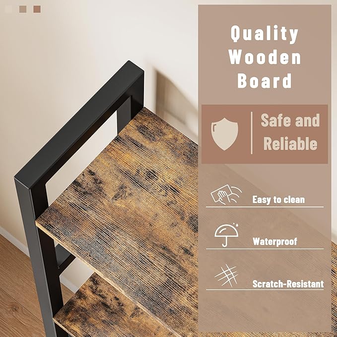 INNOD Triple 4 Tier Book Shelf, Large Industrial Bookcase - Image 5