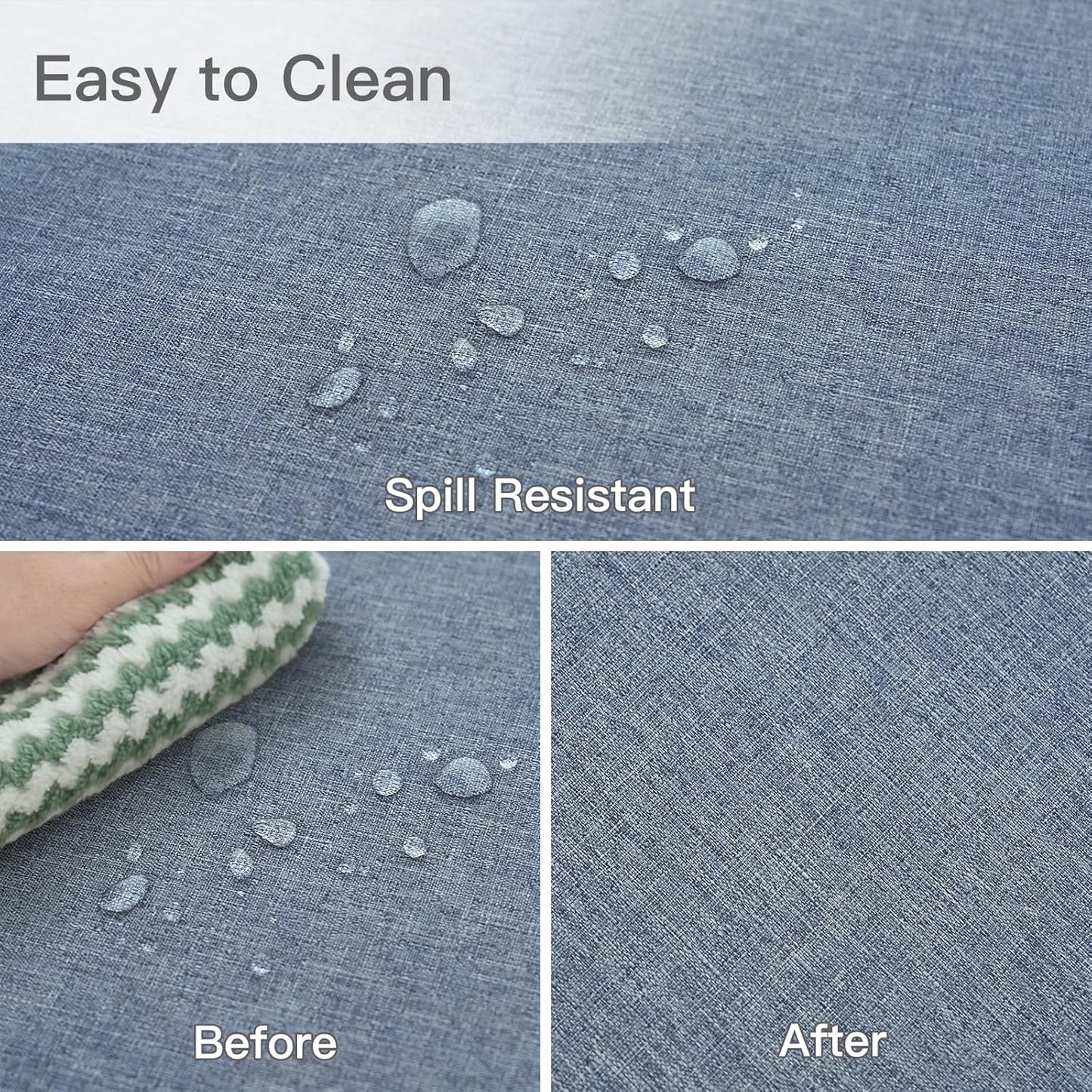 maxmill Linen Texture Tablecloth Water Resistant Antiwrinkle Spillproof Wipeable Washable Soft Fabric Table Cloth for Dining Room, Buffet Banquet Party Holiday, Rectangular 60 x 108 Inch, Demin Blue