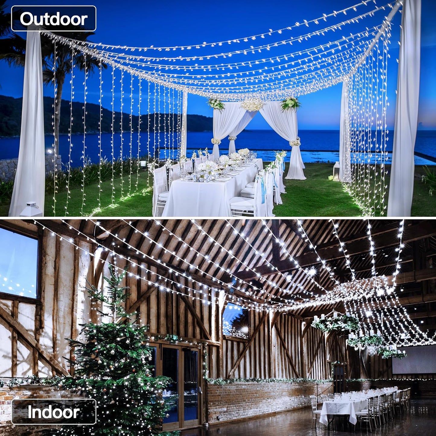 196FT 600LED Christmas Lights Outdoor Waterproof, White String Light with Remote, 8 Modes Christmas Tree Lights Plug in Twinkle Fairy Light for Classroom Holiday Xmas Party Decor