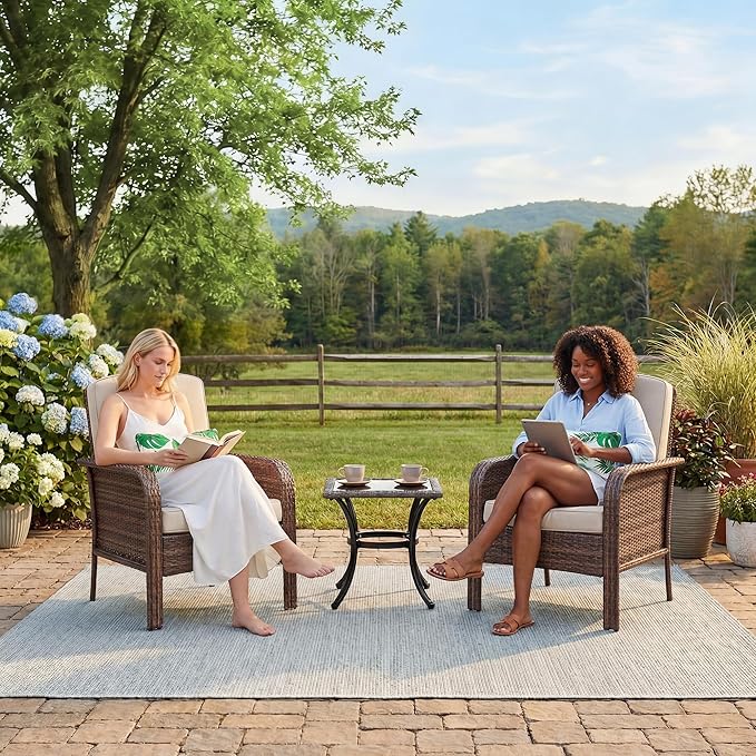 2-Piece Outdoor Patio Furniture Set, All-Weather Rattan Chairs - Image 6