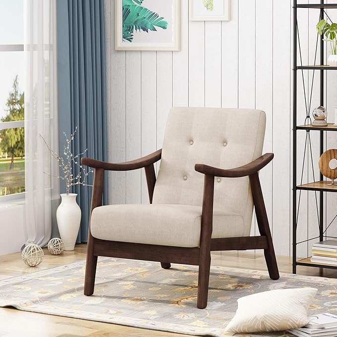 Christopher Knight Home Aurora Mid-Century Modern Accent Chair, Rubberwood - Image 2