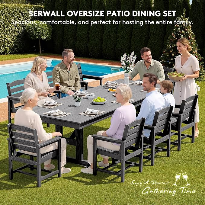 SERWALL 9 Piece Outdoor Dining Set - Image 7