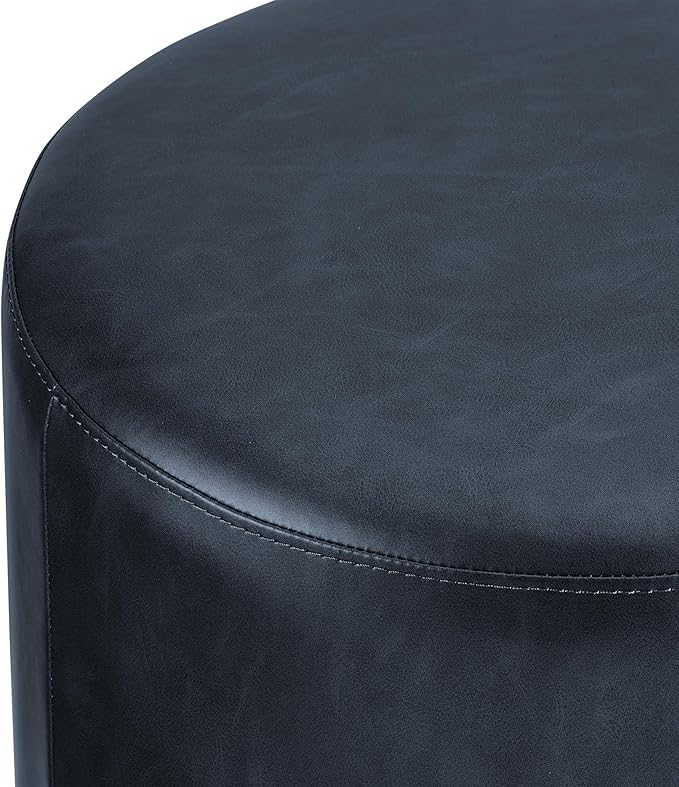 Studio Living® 19” Wentworth Ottoman Round Faux Leather Bench, Stationary - Image 9