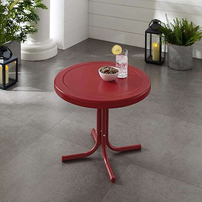 Crosley Furniture Griffith Weather Resistant Retro Metal Outdoor Side Table - Image 5
