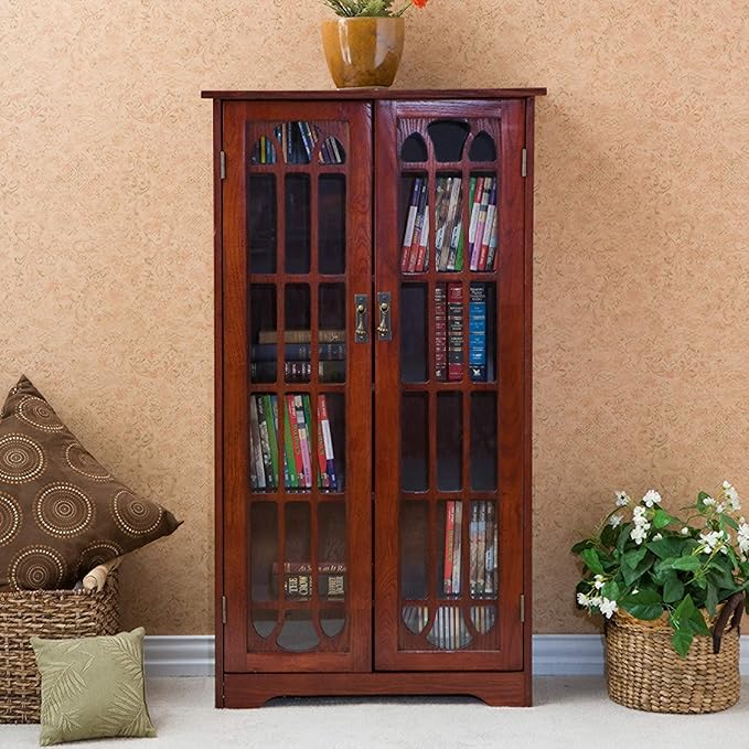 SEI Furniture - Window Pane Media Cabinet - Cherry - Transitional Design - Image 2