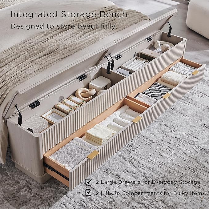 T4TREAM Fluted King Size Bed Frame - Image 4