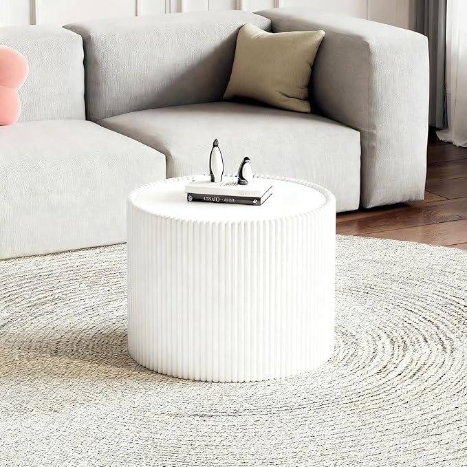 SSLine Round Drum Coffee Table Set of 2 Modern Sintered Stone Top Nesting - Image 7