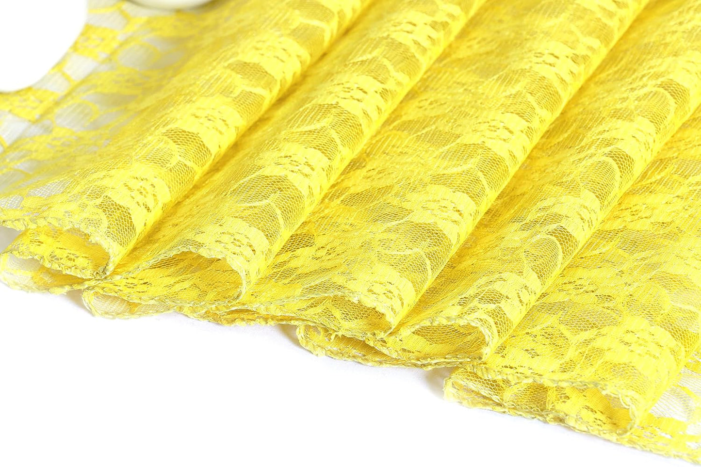 MDS Pack of 20 Wedding 12 x 108 inches Lace Table Runner for Wedding, Decorations for Birthday Parties, Banquets, Graduations, Engagements, and Runners fit Rectangle, Round Table- Yellow