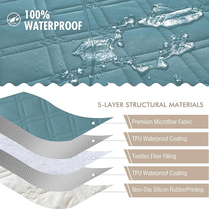 Genina Waterproof Couch Cover, Washable Anti-Slip 78inch Sofa Covers - Image 5