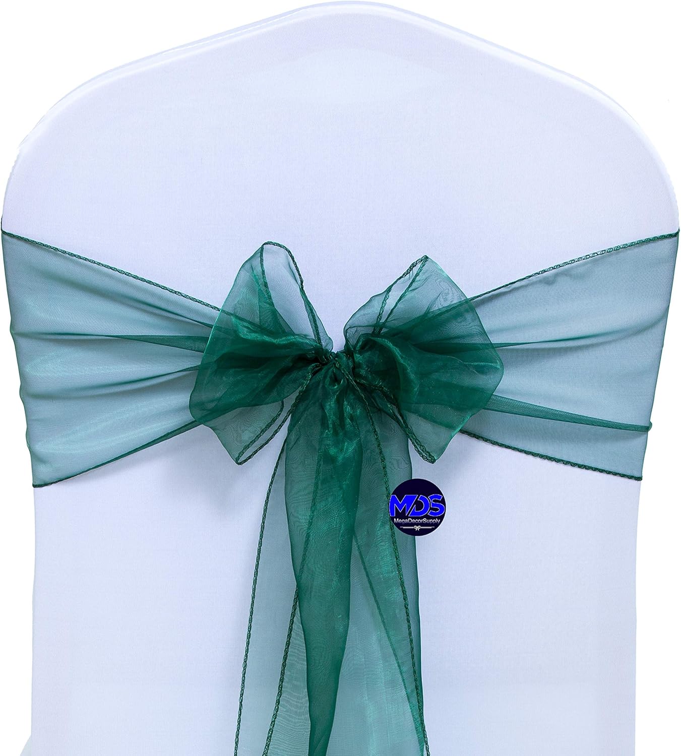 MDS Pack of 200 PCS Organza Chair Sashes Wider Dining Chair Bows Ribbon Tie Back for Wedding Party Birthday Bridal Shower Reception Event Banquet Home Chair Cover Decoration - Hunter Green
