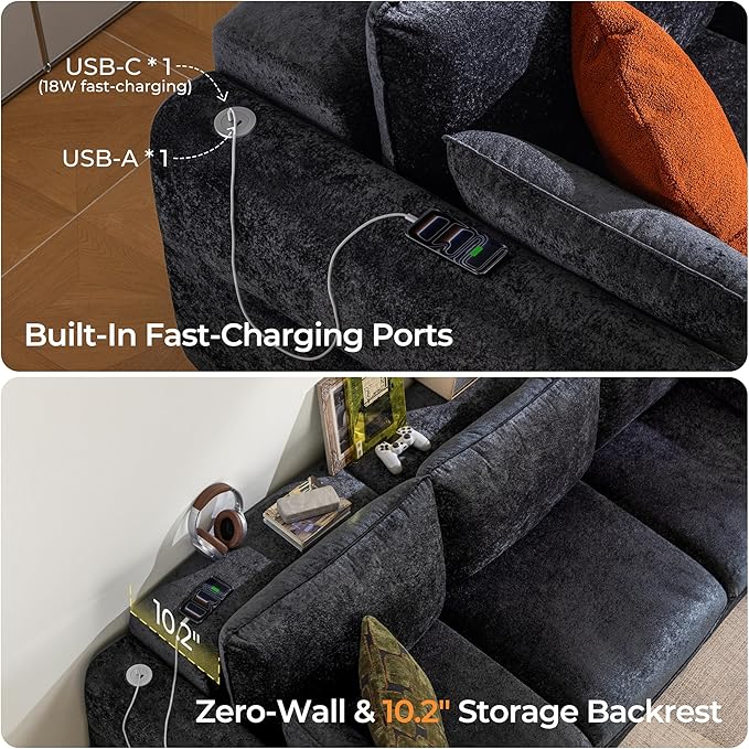103" Electric Pull Out Sleeper Sofa Bed, 2in1 Convertible Power Extendable - Image 7