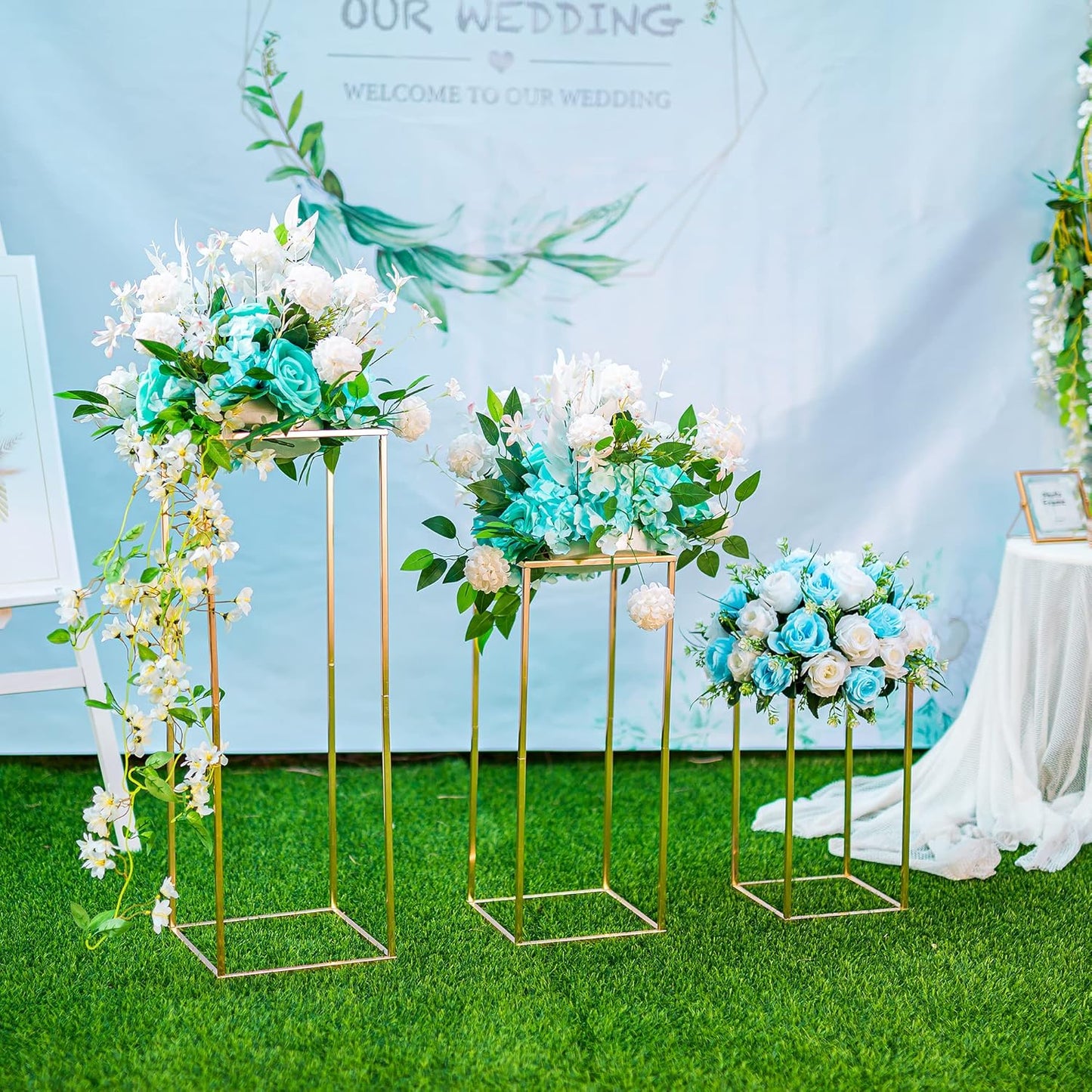 Gold Flower Stand for Table: 31.5” Tall Centerpiece Stand for Wedding Table Reception Floral Center Pieces with Home Decoration Party Event 10 PCS