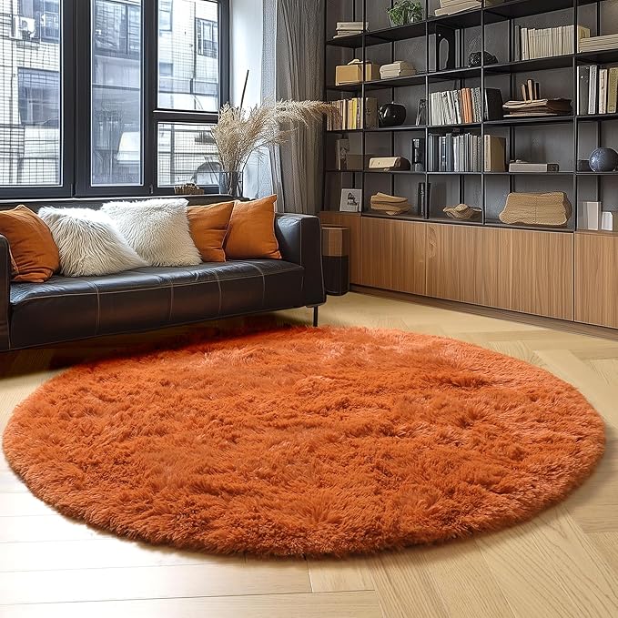 Amdrebio Burnt Orange Round Rugs 6Ft - Image 3