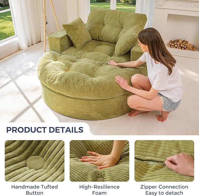 MAXYOYO L Shape Sectional Sofa Couch and Round Chaise Lounge, Modern Cloud Couch - Image 6