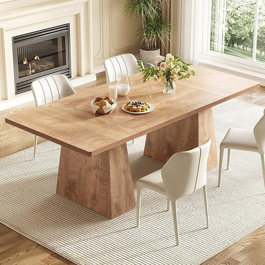 LITTLE TREE Dining Table for 6 People, Wooden Table, Rectangle Furniture by LITTLETREE