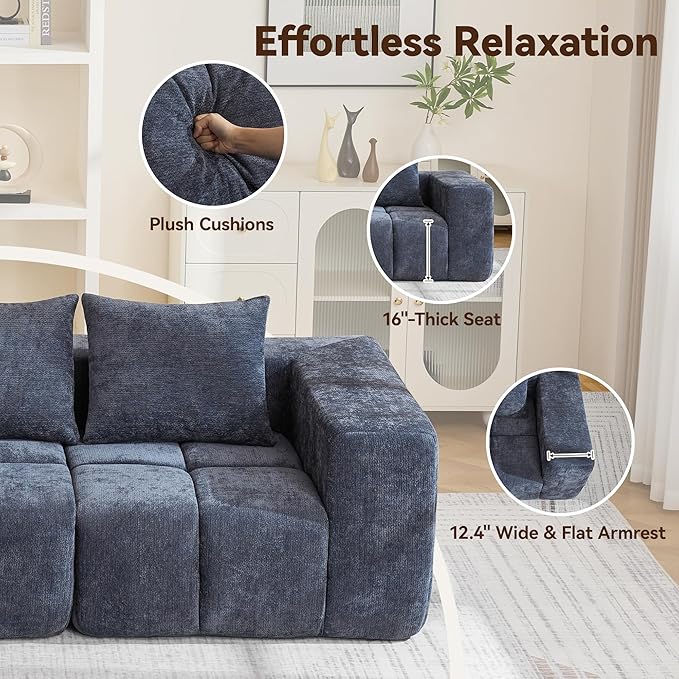 78.7" Loveseat Boneless Couch, Upholstered Cloud Love Seat - Image 5
