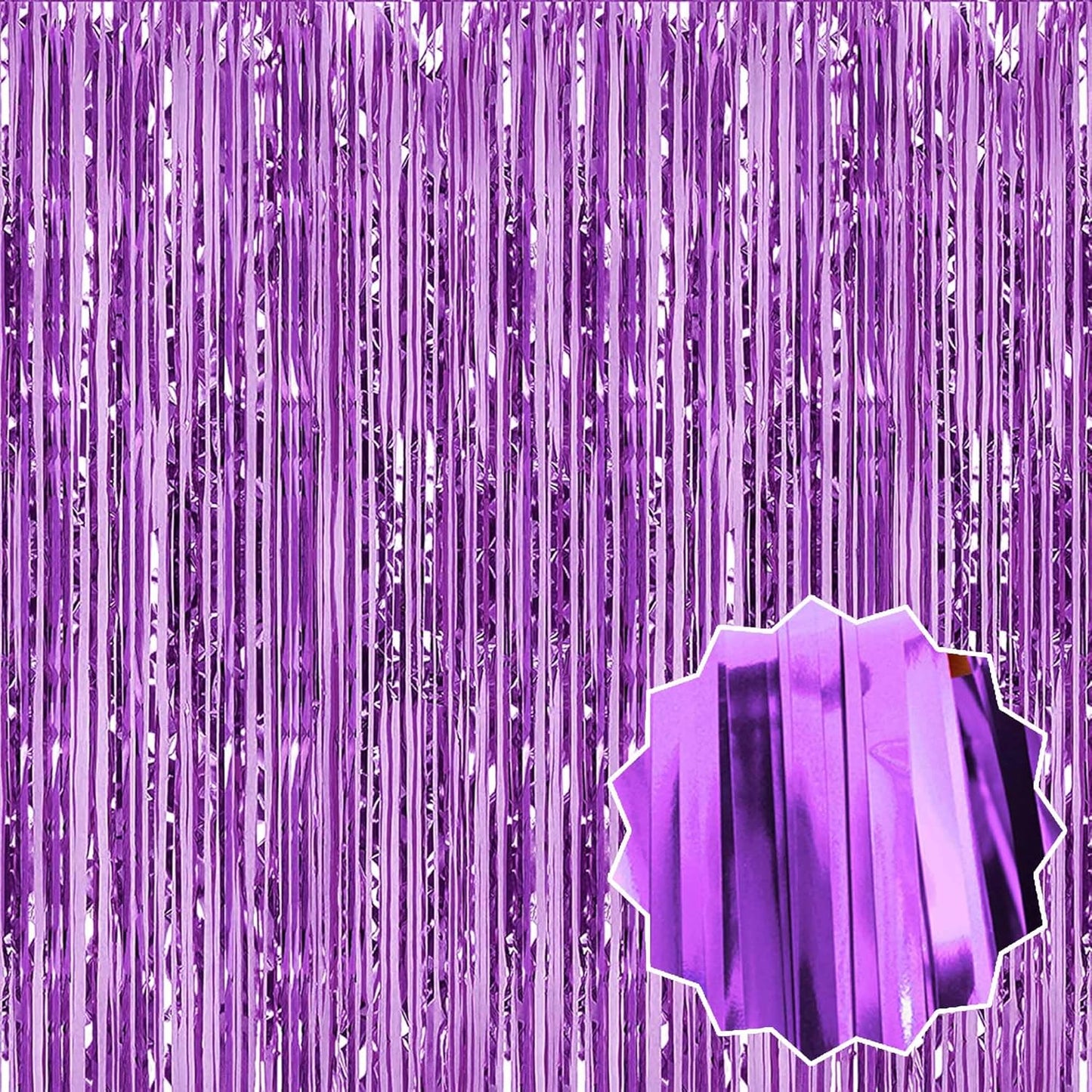 6 Pack Light Purple Foil Fringe Curtains Backdrop, 3.28 x 8.2 Ft Metallic Streamers Tinsel Curtains Background for Photo Booth, Birthday, Weddings, Carnivals, Graduation, Themed Party Decorations