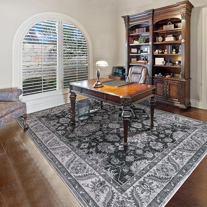 Area Rugs for Living Room, 4x6 Washable Rugs for Bedroom, Non-Slip Retro Floral - Image 5
