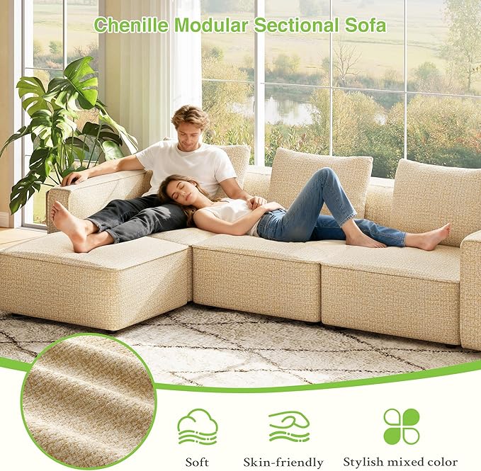 Welzona 75" loveseat Sofa, Comfy Chenille Love Seat, Wood Frame Small Couches - Image 4