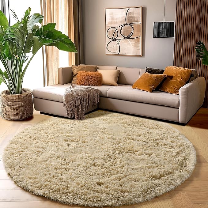 Amdrebio Beige Round Area Rug 6Ft - Image 7