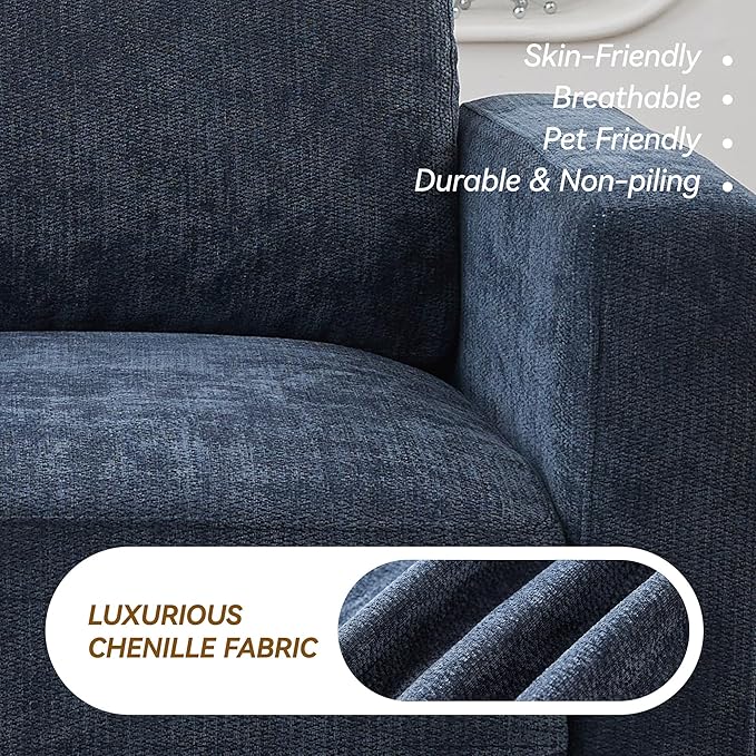 77.4" Chenille Modular Loveseat Oversized Upholstered 2 Seater Sectional Sofa - Image 9