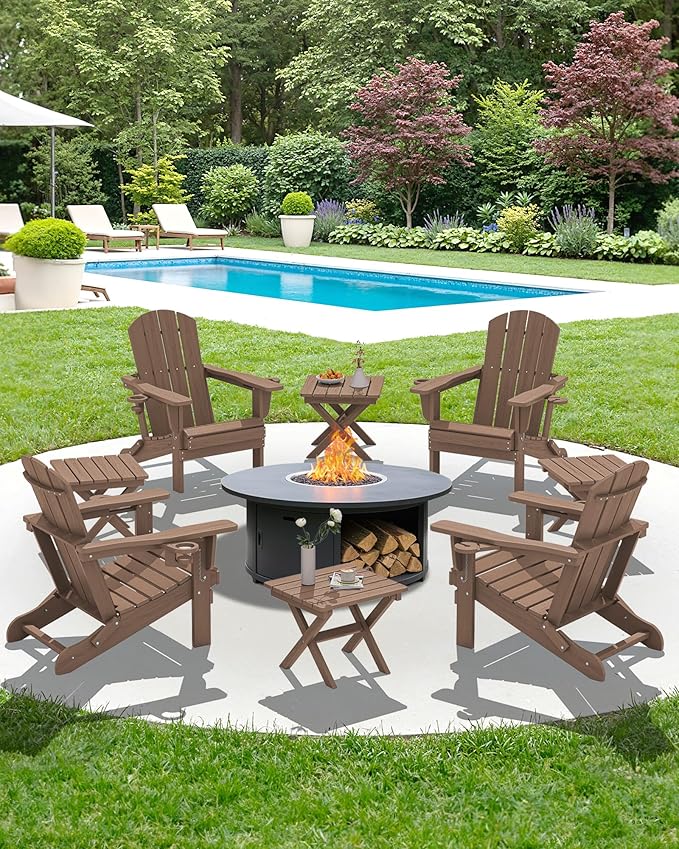 SERWALL Folding Outdoor Side Table, HDPE Adirondack End Table, No Assembly - Image 12
