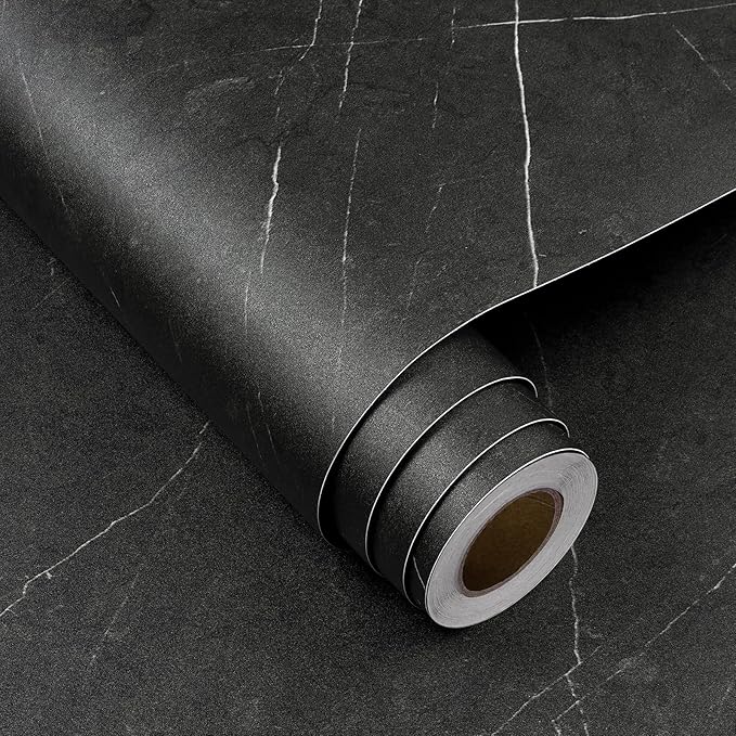 FunStick 24"x200" Matte Black Marble Contact Paper - Image 7