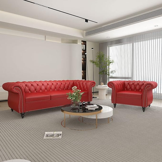 QHITTY 2 Piece Living Room Set, Sectional Chesterfield Sofa Chair Contemporary by QHITTYFurnitureLife
