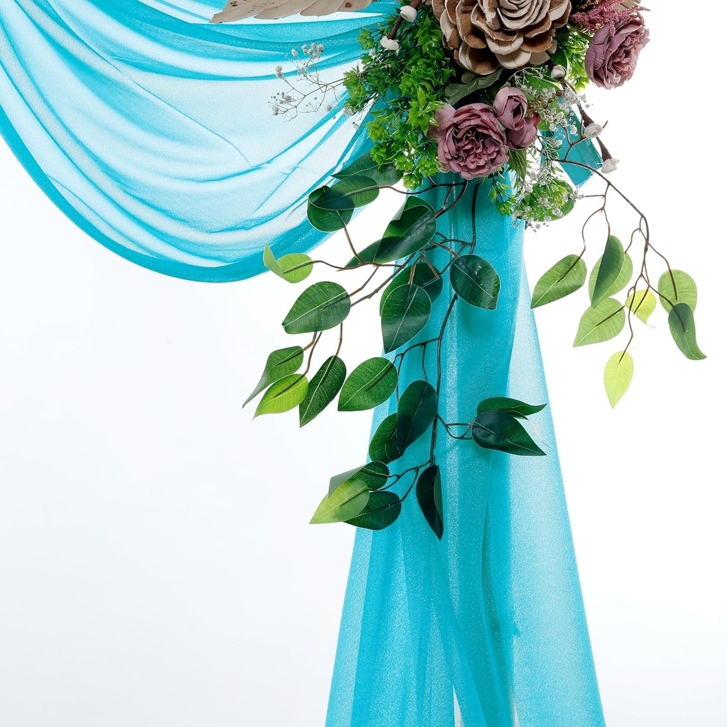 VDS Pack of 1 Panel (30 Inch X 100 Feet) Wedding Arch Draping Fabric Sheer Chiffon Fabric Drapery for Wedding Ceremony Reception Swag Backdrop Canopy Chuppah ARBO Altars Decoration (Peacock Blue)