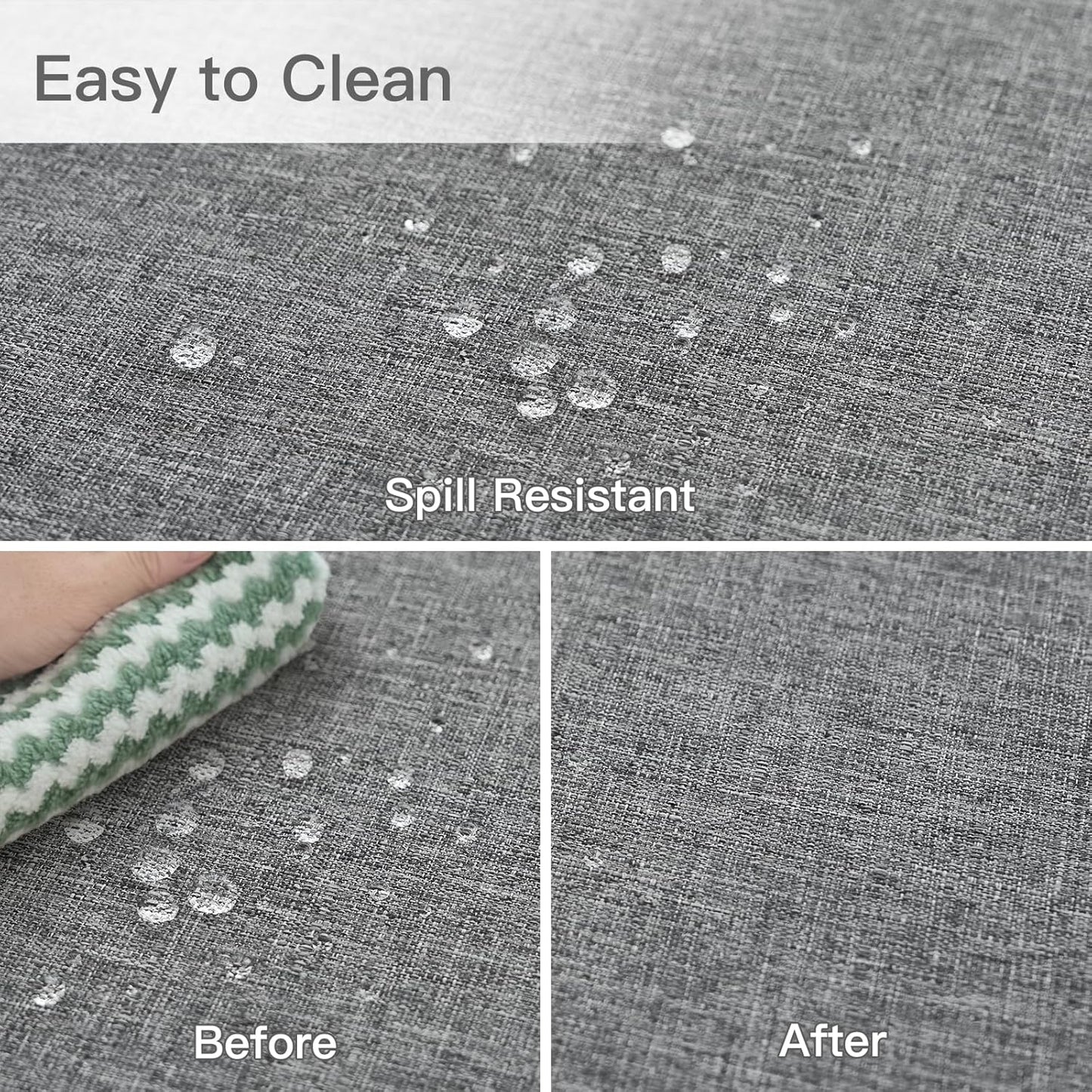 maxmill Round Linen Textured Tablecloth Spill-Proof Stainproof Wrinkle Free Washable Fabric Table Cloth for Circular Table Cover, Dining Room Buffet Banquet Parties Holiday Dinner, 70 Inch, Dark Grey