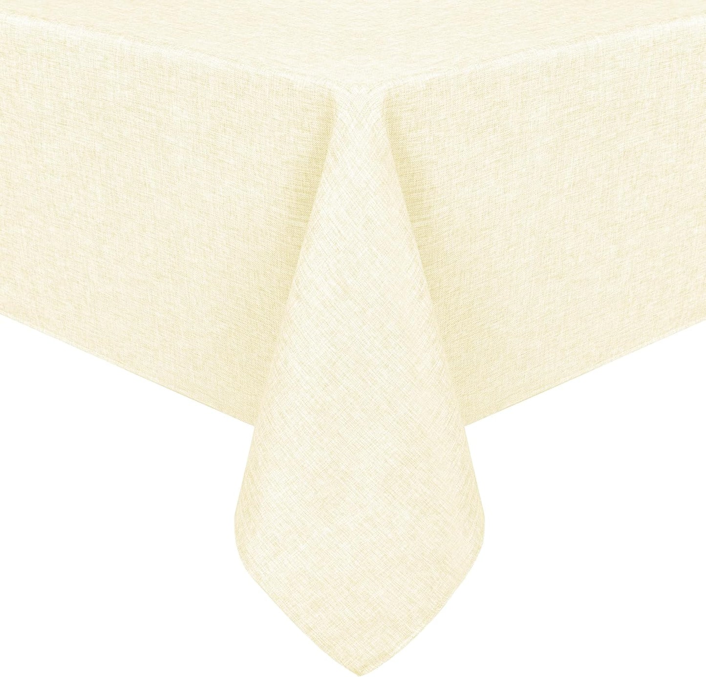 Hiasan Faux Linen Rectangle Tablecloth - Wrinkle and Stain Resistant Washable Table Cloth for Kitchen Dining Room Holiday Table Cover for Dinner, Champagne, 70 x 120 Inch