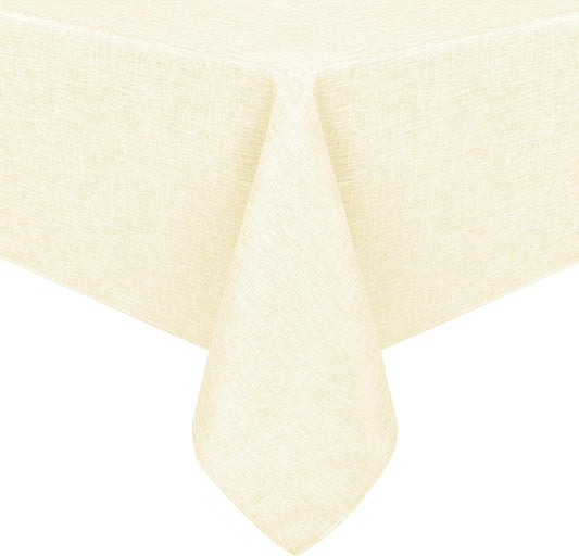 Hiasan Faux Linen Rectangle Tablecloth - Wrinkle and Stain Resistant Washable Table Cloth for Kitchen Dining Room Holiday Table Cover for Dinner, Champagne, 54 x 108 Inch