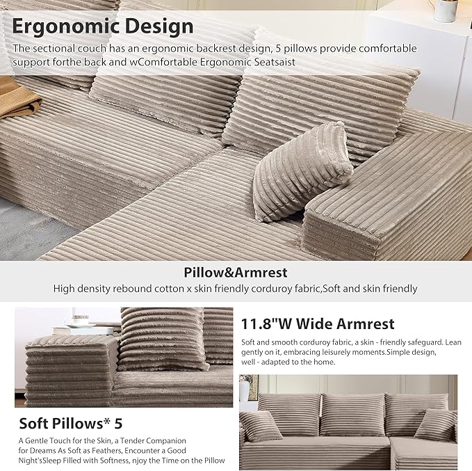 107.5" Cloud Sectional Couch - Image 4