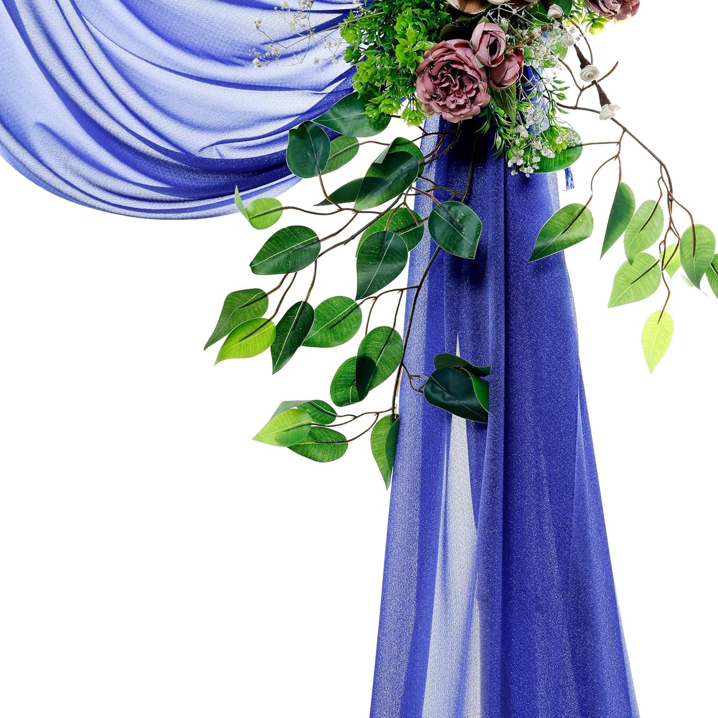 VDS Pack of 2 Panel (30 Inch X 50 Feet) Wedding Arch Draping Fabric Sheer Chiffon Fabric Drapery for Wedding Ceremony Reception Swag Backdrop Canopy Chuppah ARBO Altars Decoration (Royal Blue)