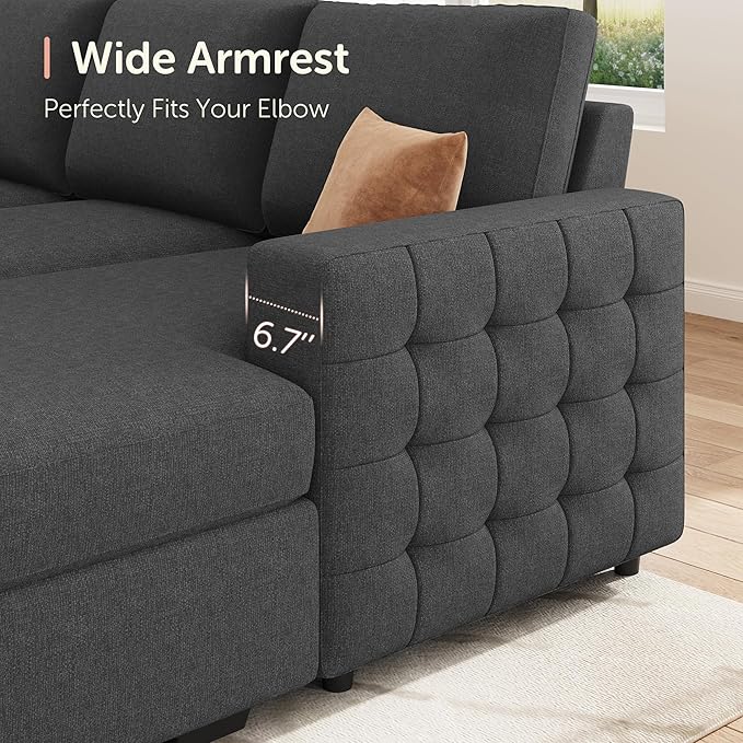 HONBAY Sectional Couch with Pull Out Bed, U-Shaped Sectional Sleeper Sofa with - Image 5