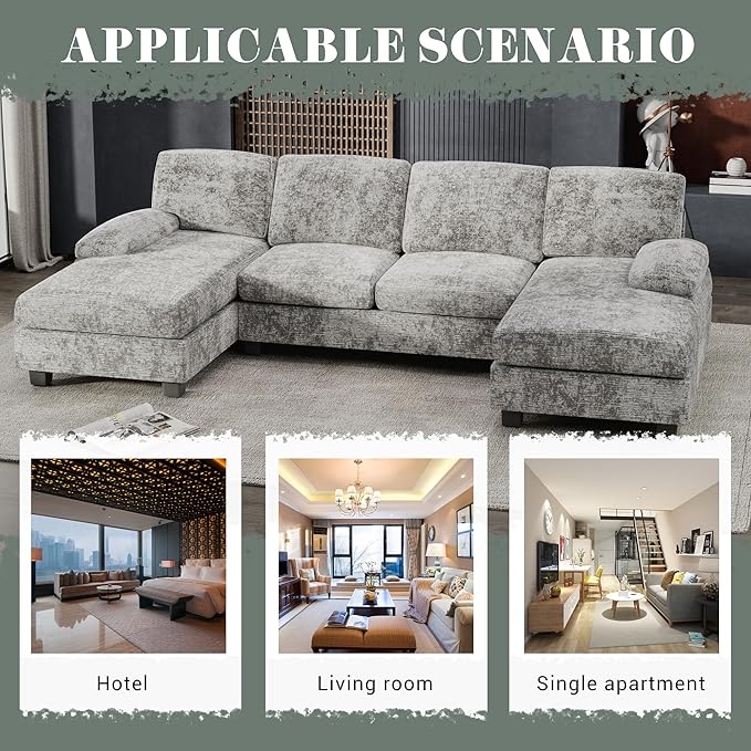 Furniwell Convertible Sectional Sofa Couch, 4 Seat Sofa Set - Image 7