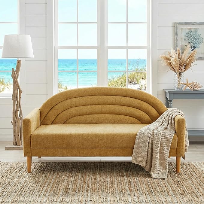 63" Small Loveseat Sofa for Small Spaces, Mid Century Modern Sofa, Linen by QNZK