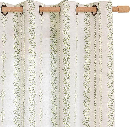 BGment Sage Green Curtains Spring Leaf Floral Print Cottage Core Botanical by BGment