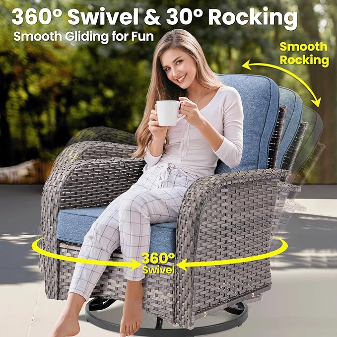 ovios 5 Pieces Patio Furniture Set, Outdoor Wicker Sofa Couch - Image 4